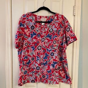 Alfred Dunner tshirt, red patriotic themed print, size 3X